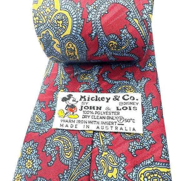 Disney Mickey Mouse & Co. by John and Lois burgundy tie - Picture 5 of 5